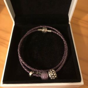 Pandora Leather Bracelet & Charms